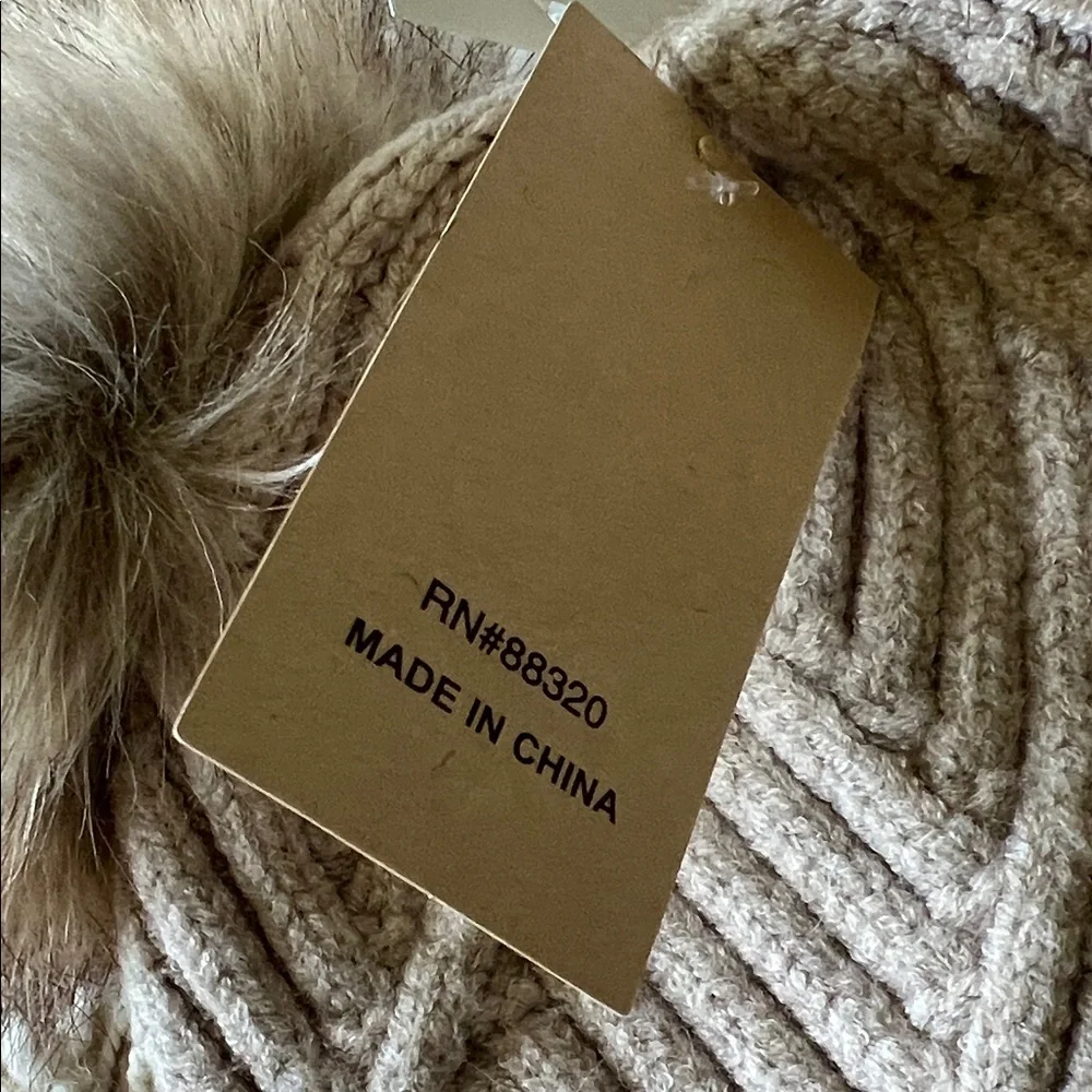 CC Baby Tan Knit Pom-Pom Beanie - Picture 3 of 5